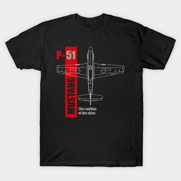 Legendary Wings: The P-51 Mustang Chronicles T-Shirt by Blue Gingko Designs LLC
